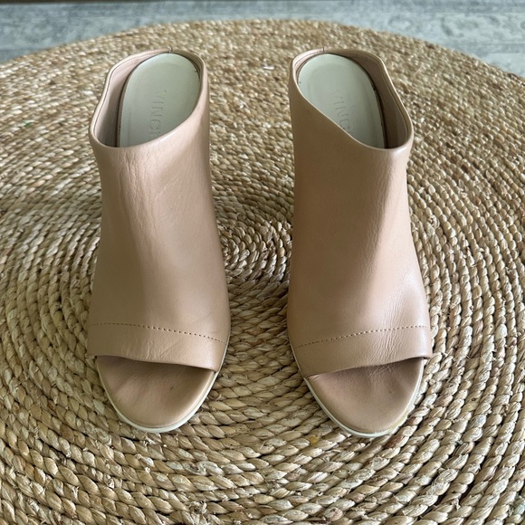 VINCE Allison Leather Peep-Toe Mule, Nude Size 9.5 - Picture 4 of 8